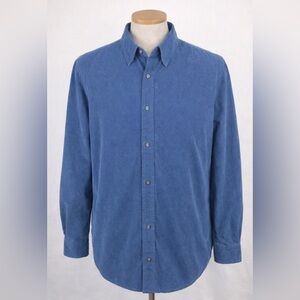 HAGGER Corduroy Shirt Mens XXL Button Up Long Sleeve Blue Casual Work NWT